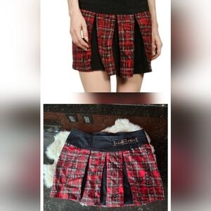 Vintage Blest Y2K Plaid Red Pleated Mini Skirt Studded Punk Goth Trippnyc-style